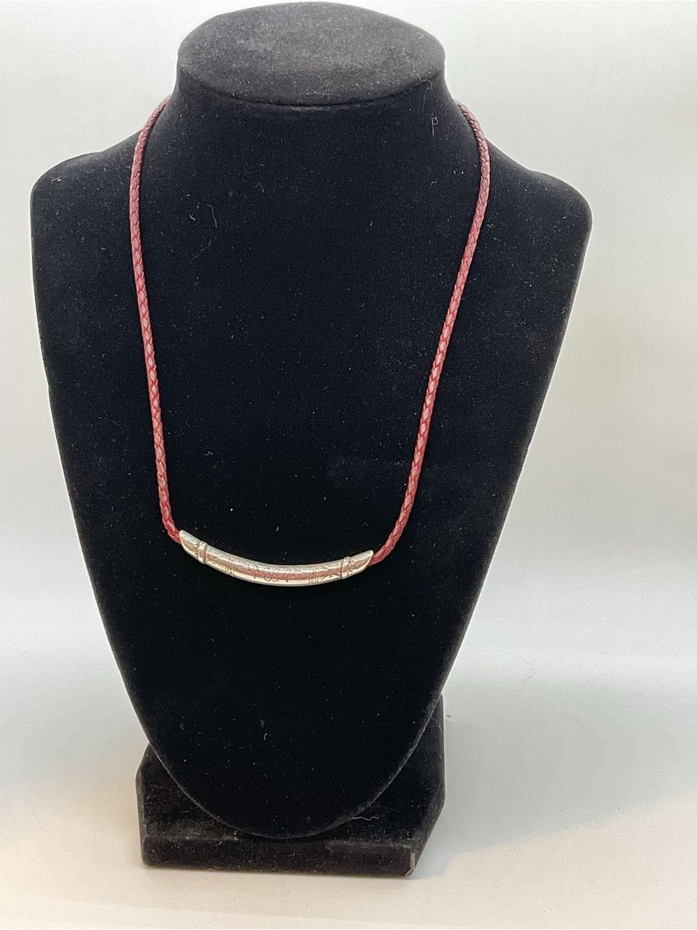 Brighton Braided Leather Wilson Flower Bar Necklace
